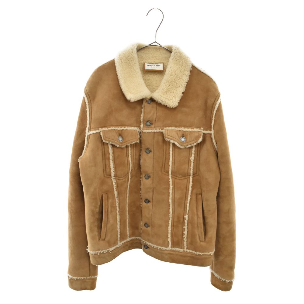 SAINT LAURENT PARIS (サンローランパリ) 20AW Shearling Jacket 585035 YC2AA シアリングジャケット  ムートンレザートラッカージャケット ベージュ - メルカリ