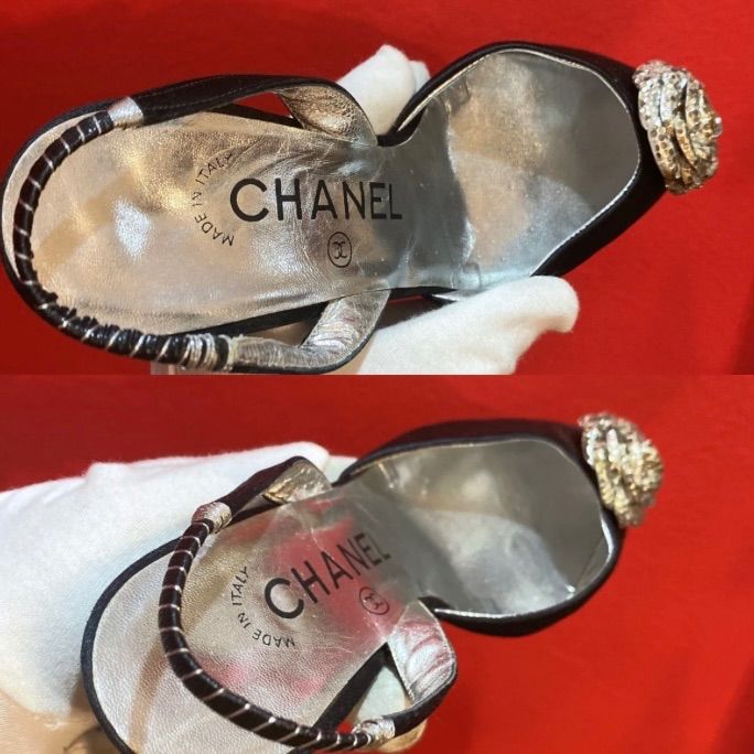 希少】☆ CHANEL シャネル ヒール パンプス スパンコール バラ 結婚式 ドレス パーティ 訳あり ヴィンテージ ビンテージ vintage  70s 80s 90s 古着 ココシャネル 22センチ ブラック シルバー レディース 婦人 女性 パーティ - メルカリ