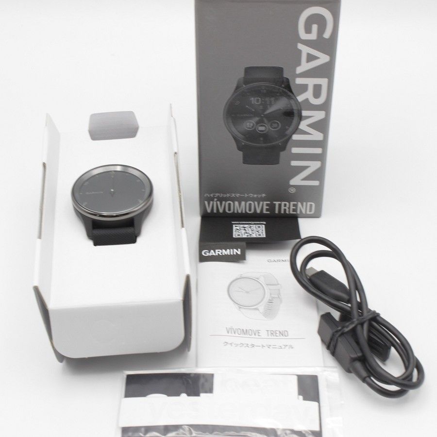 【美品】GARMIN vivomove Trend Black/Slate 010-02665-70 スマートウォッチ ヴィヴォムーブ トレンド ガーミン 本体