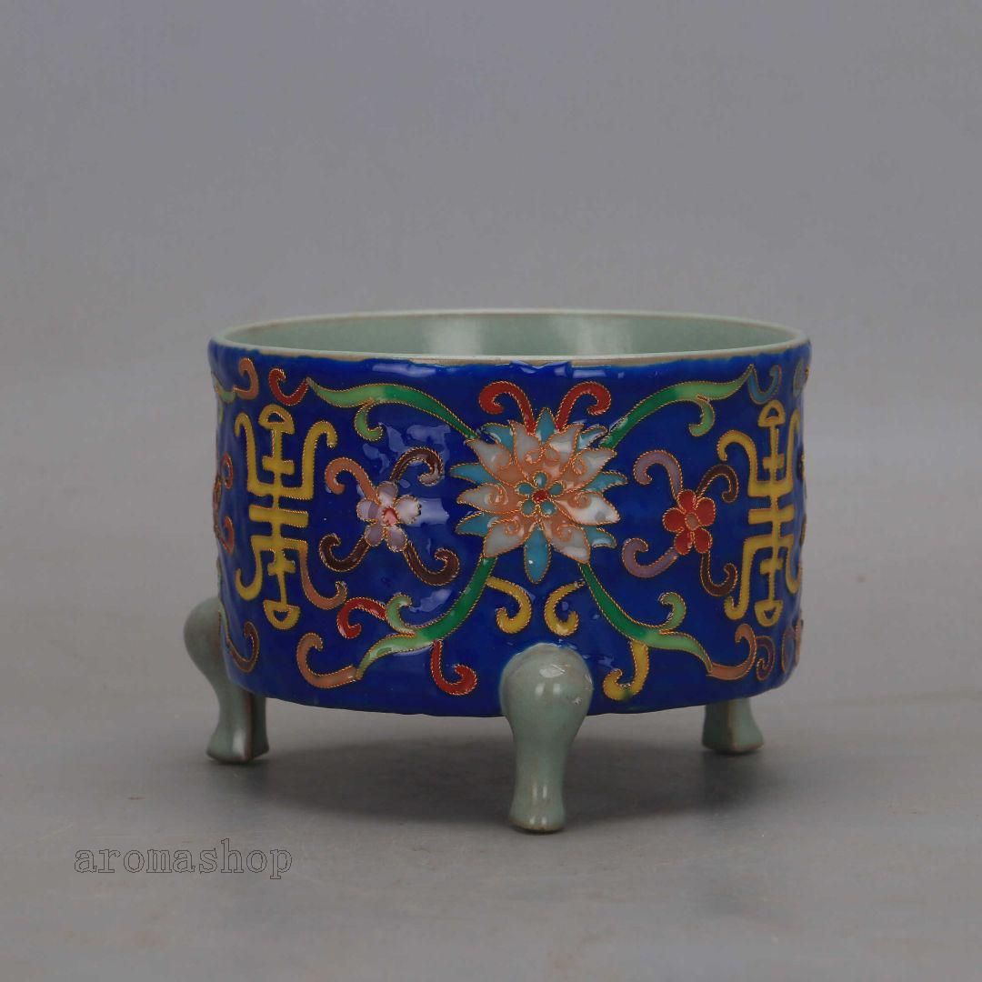 三節透かし彫りの香炉 工芸品 陶磁器 装飾品 美品 美術品 置物 陶芸