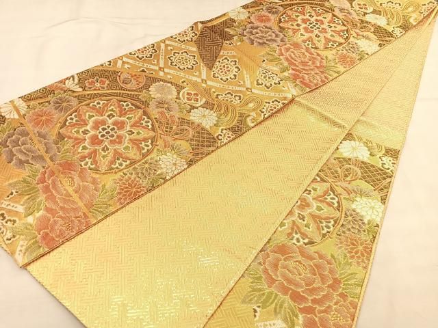 平和屋着物◎佐賀錦 六通柄袋帯 束ね熨斗花文 金糸 正絹 逸品 未
