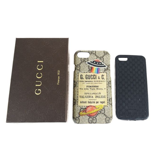 【中古】 グッチ(Gucci) 2点セット GG柄 PVCスマホ・携帯ケース ブラウン 03GB679