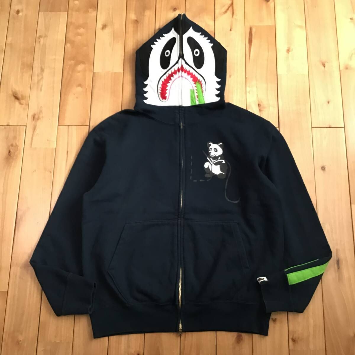 パンダ パーカー Mサイズ ネイビー Panda full zip hoodie a bathing ape BAPE エイプ ベイプ アベイシングエイプ NIGO