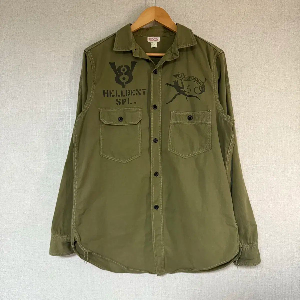 フリーホイーラーズ　カスタムエンジニアシャツ　ライトオリーブ　16 16 FREEWHEELERS(フリーホイーラーズ) 」 HELLBENT オリーブ