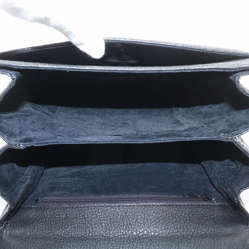 HAMANO ダークブラウン ソフトエナメルハンドバッグ カデナ・クロシェット ノーブランド ハンドバッグ ショルダー 2WAY サメ革 シャーク