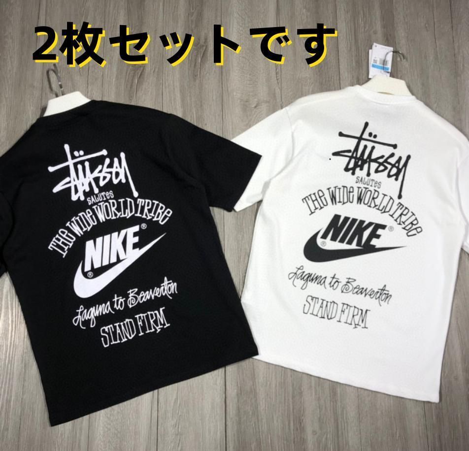 新品 特価値 Nike x stussy ステューシー ダイス Tシャツ 男女兼用 2枚 