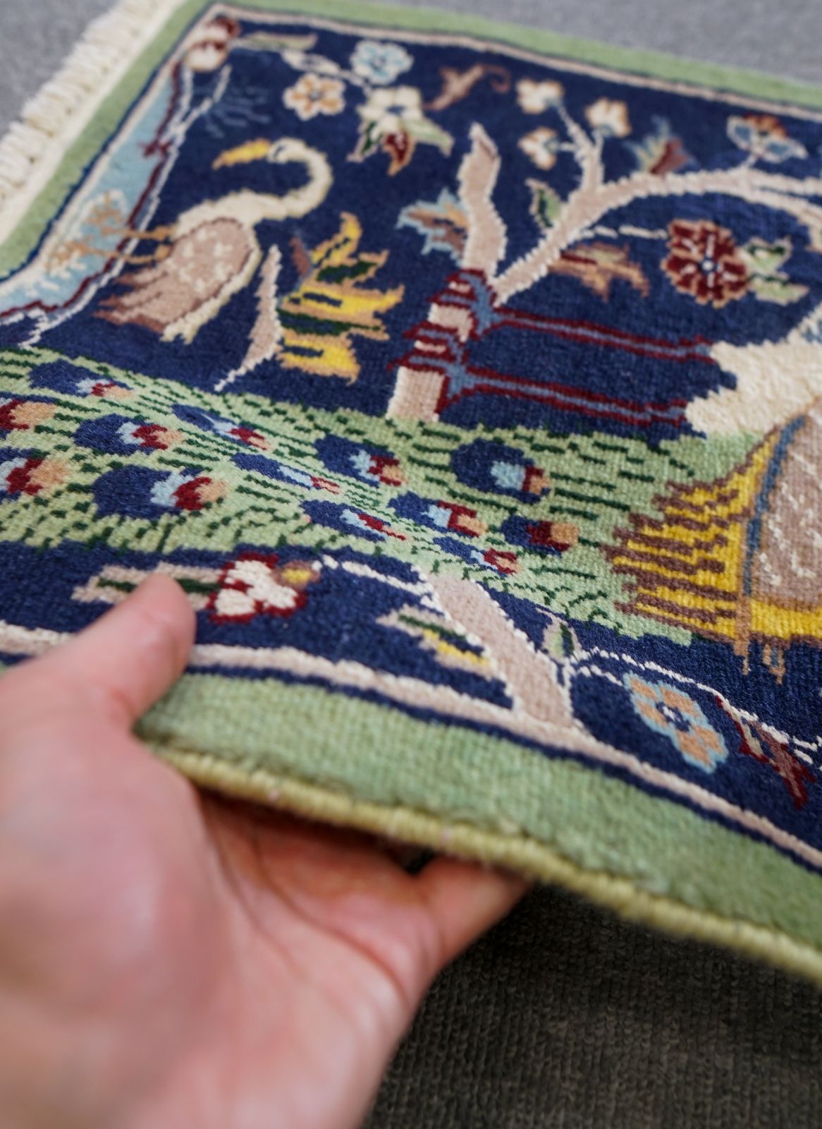 パキスタン手織りミニラグ 62×44cm ウール＆シルク ペルシヤ