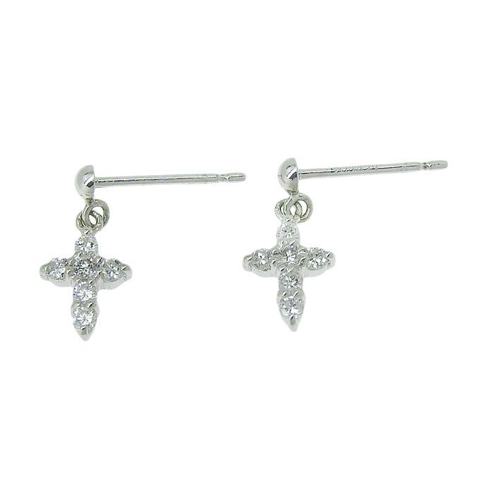 Jewelry Maki ジュエリーマキ クロス モチーフ ダイヤ ピアス Pt850
