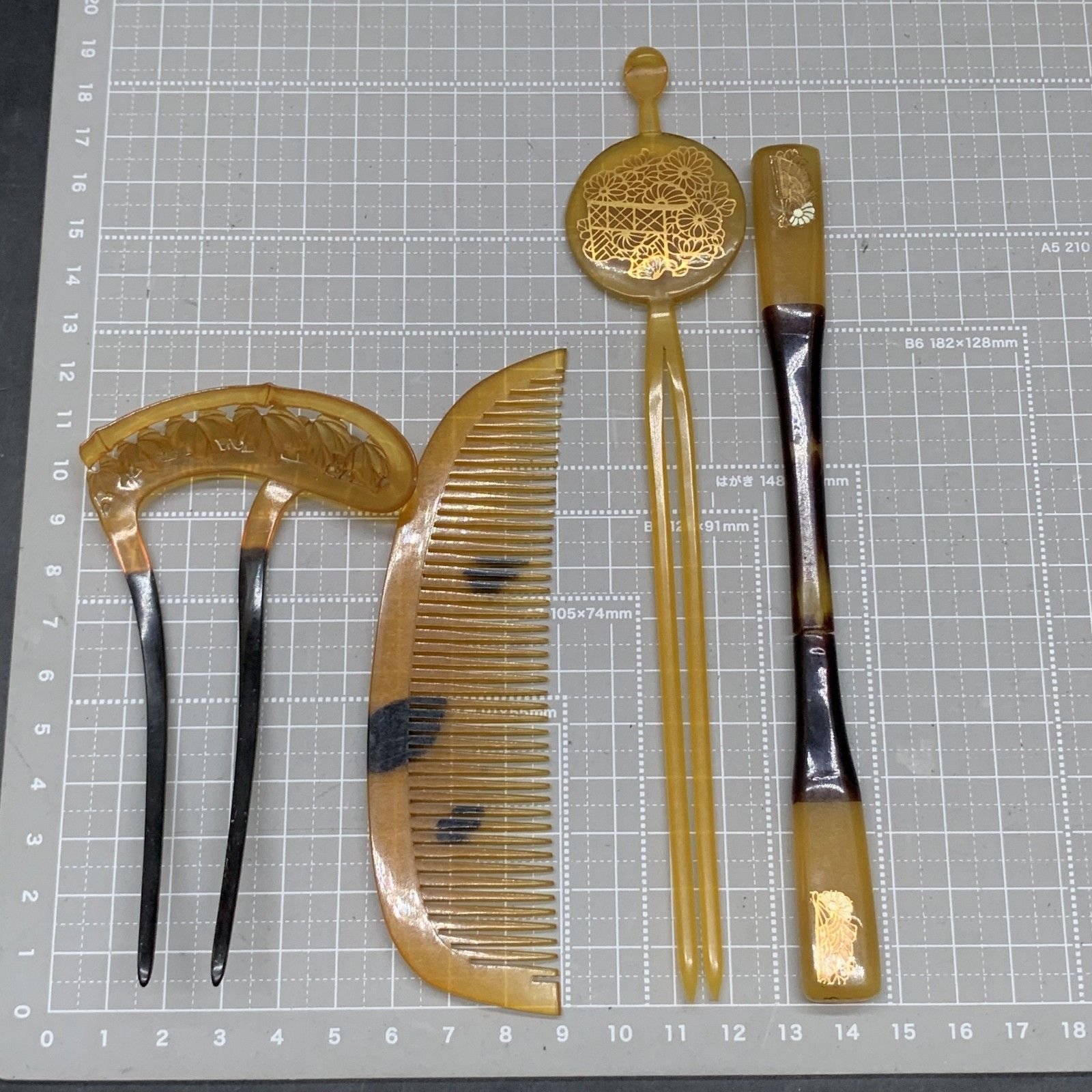 N323 未使用保管品 べっ甲柄 4点おまとめ 櫛 簪まとめ かんざし くし