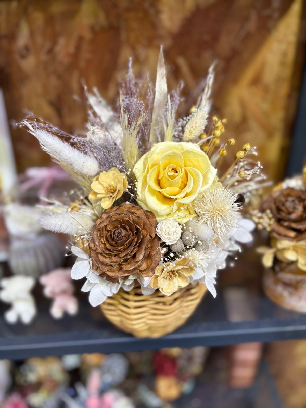 お花 ドライフラワー バスケット インテリア バスケット 富良野 花七曜