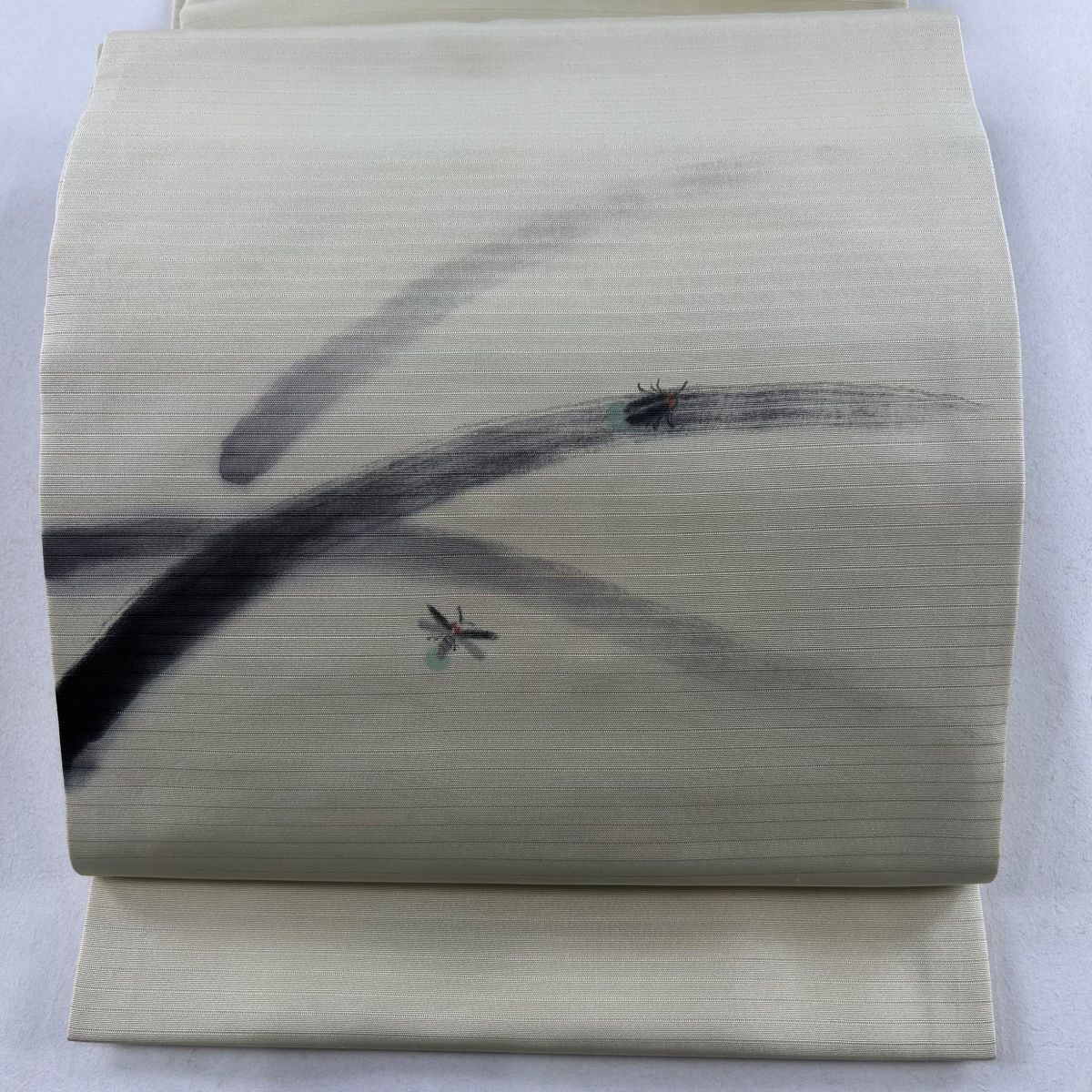 名古屋帯 名品 夏帯 絽 松葉仕立て 蛍 葉柄 ベージュ 正絹