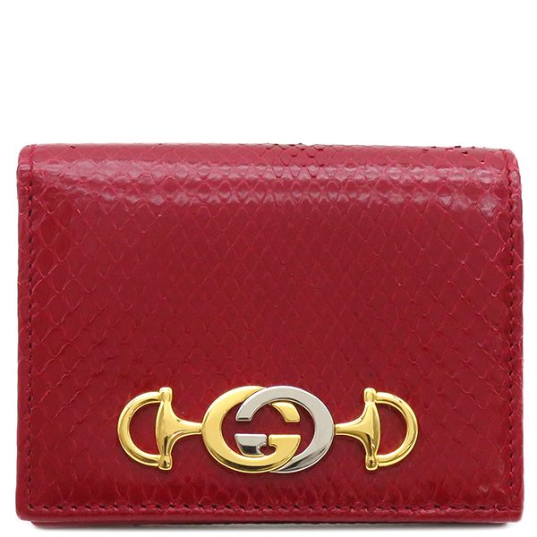 グッチ GUCCI チェーンウォレット ズゥミ 財布 パイソン レッド