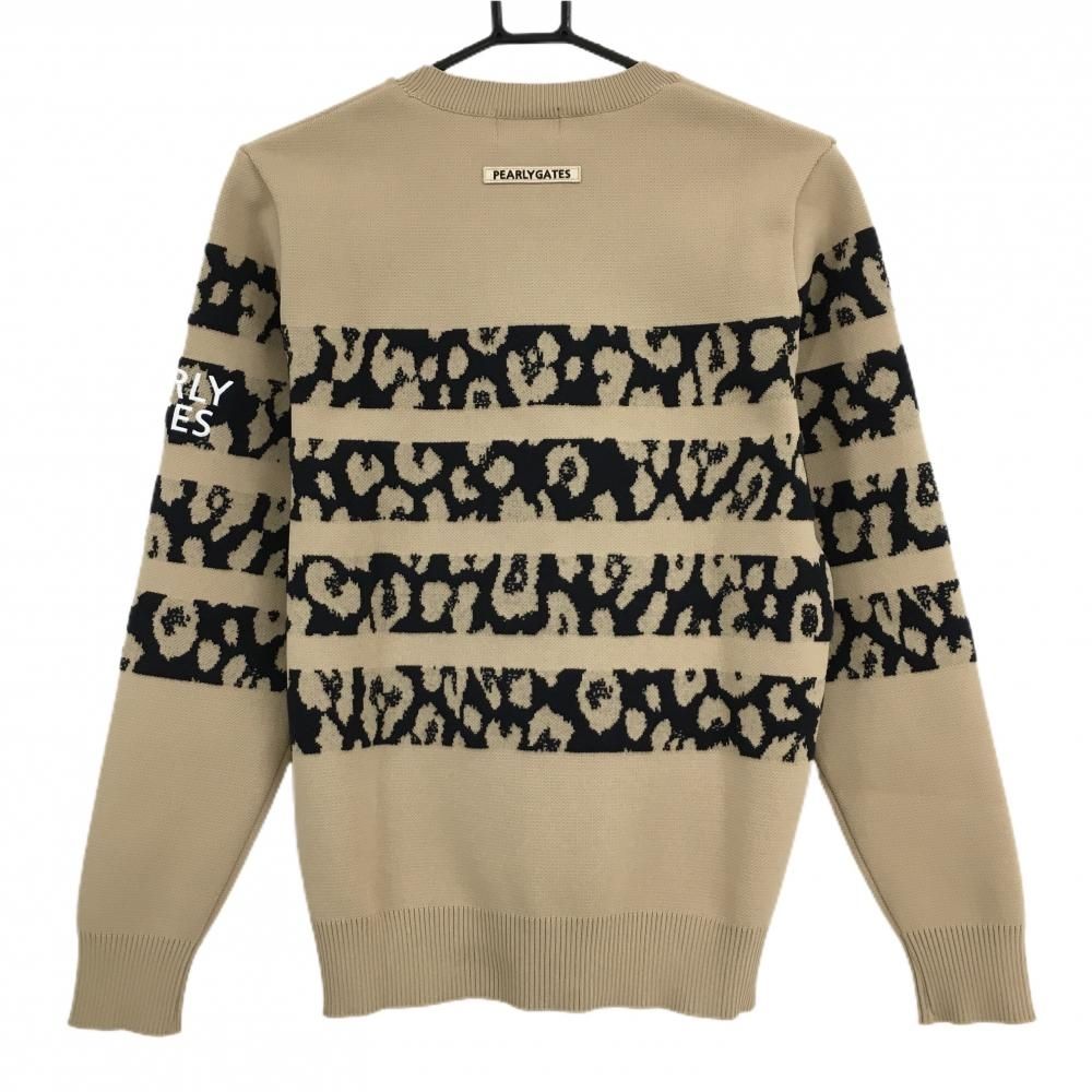 パーリーゲイツ セーター ライトブラウン×黒 一部レオパード ニット メンズ 3 S ゴルフウェア PEARLY GATES