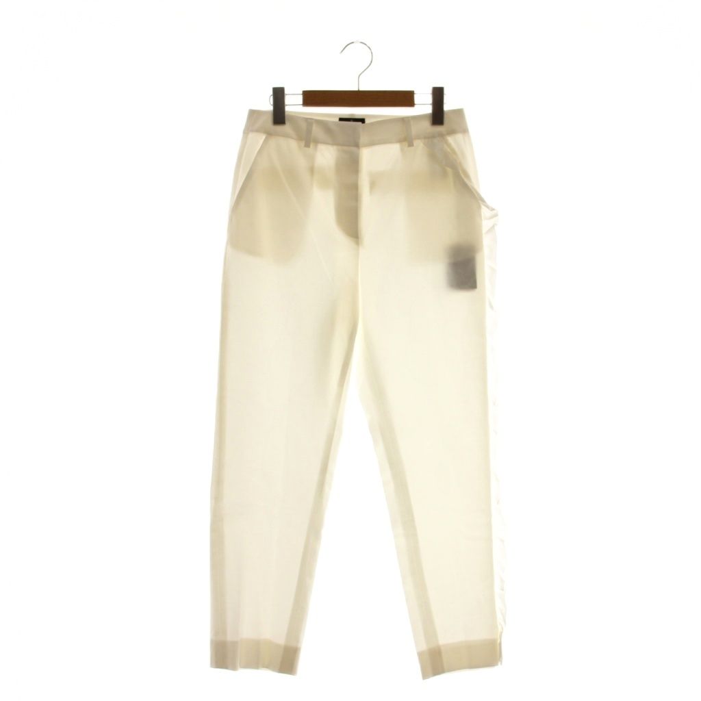 ランバン LANVIN フリル側章パンツ テーパード 38 白 ホワイト |AT OS