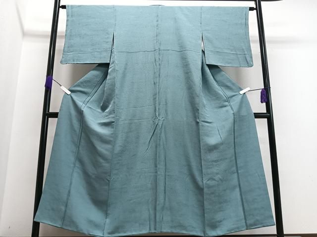 平和屋着物▽上質な色無地 単衣 色紙重ね花地紋 白群