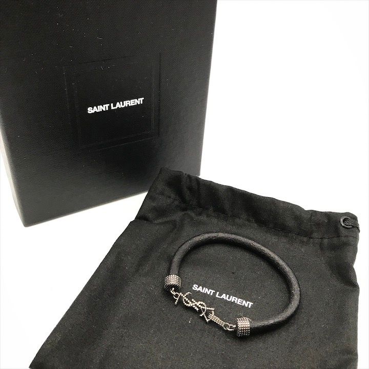 SAINT LAURENT ブレスレット　美品 美品 Saint Laurent サンローラン YSL ロゴ オピウム レザー