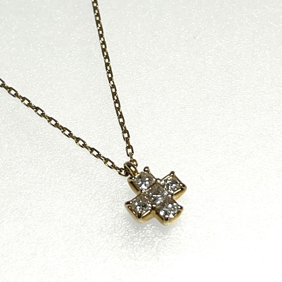 値下げ！VENDOME ヴァンドーム クロス ネックレス K18YG 5Pスクエアカットダイヤモンド0.23ct ブランドジュエリー アクセサリー  ペンダント 750YG 18金 Au750 K18イエローゴールド 十字架 プラス 【中古】【52895】 - メルカリ