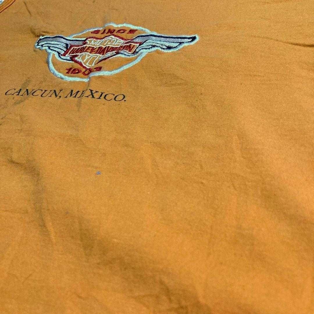 HZU ビンテージ 90s オレンジ ハーレーダビッドソン　刺繍　レア Tシャツ