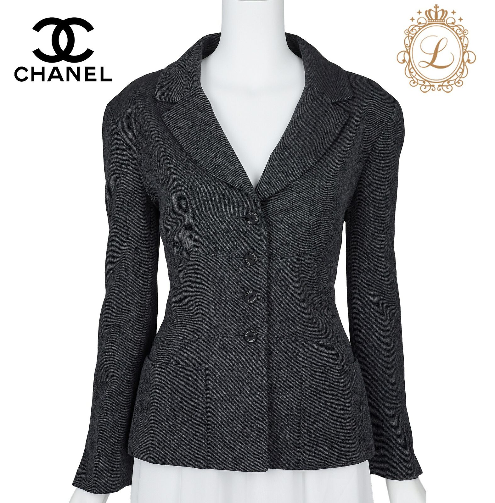 返品可】CHANEL シャネル ロゴボタン ロゴマーク ジャケット アウター  