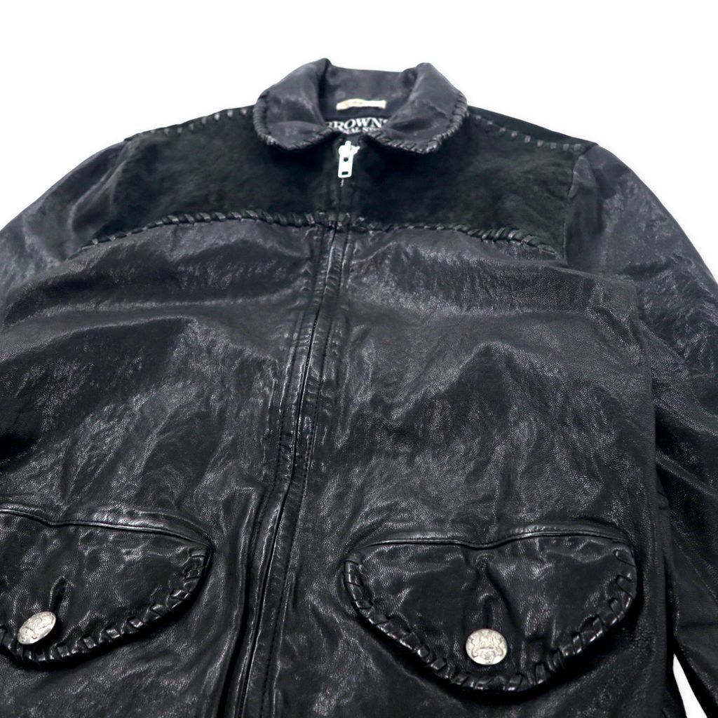 BROWNS GENERAL STORE ゴートレザー ライダースジャケット M ブラック 