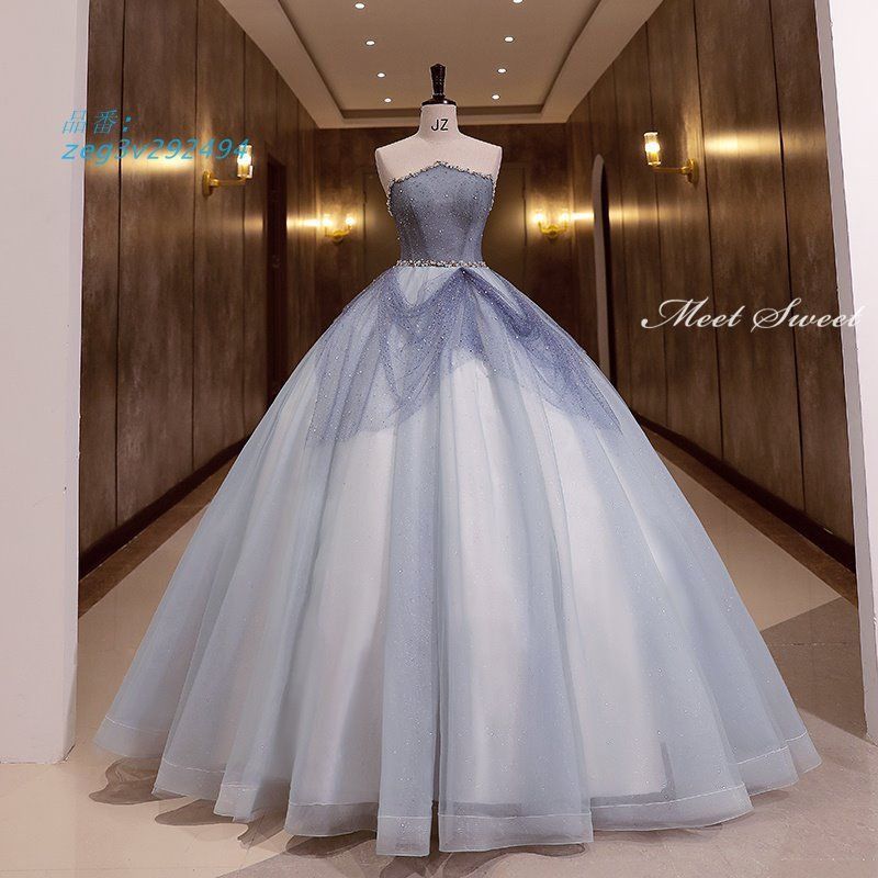 ドレス パーティードレス ロングドレス 結婚式 二次会 発表会 ウエディングドレス プリンセスラインドレス ステージドレス コンサート ウェディングドレス zeg3v292494
