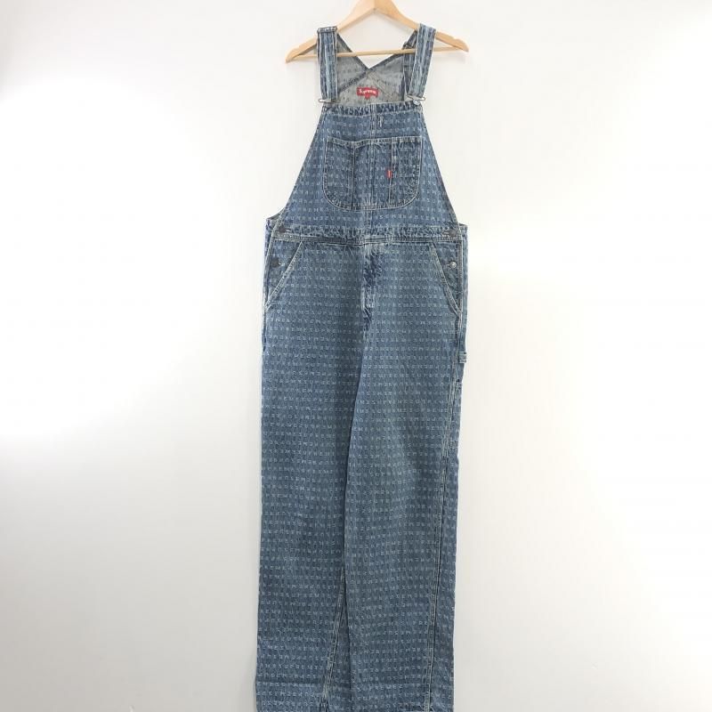 【中古】Supreme 20SS Jacquard Logo Denim Overalls L ブルー シュプリーム[10]