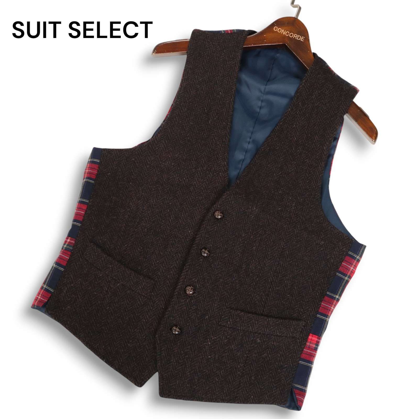 美品　ハリスツイード ベストHarris Tweed SUIT SELECT CLASSICO TAPERED】【秋冬】ジレ(ベスト)/ブラウン×チェック+