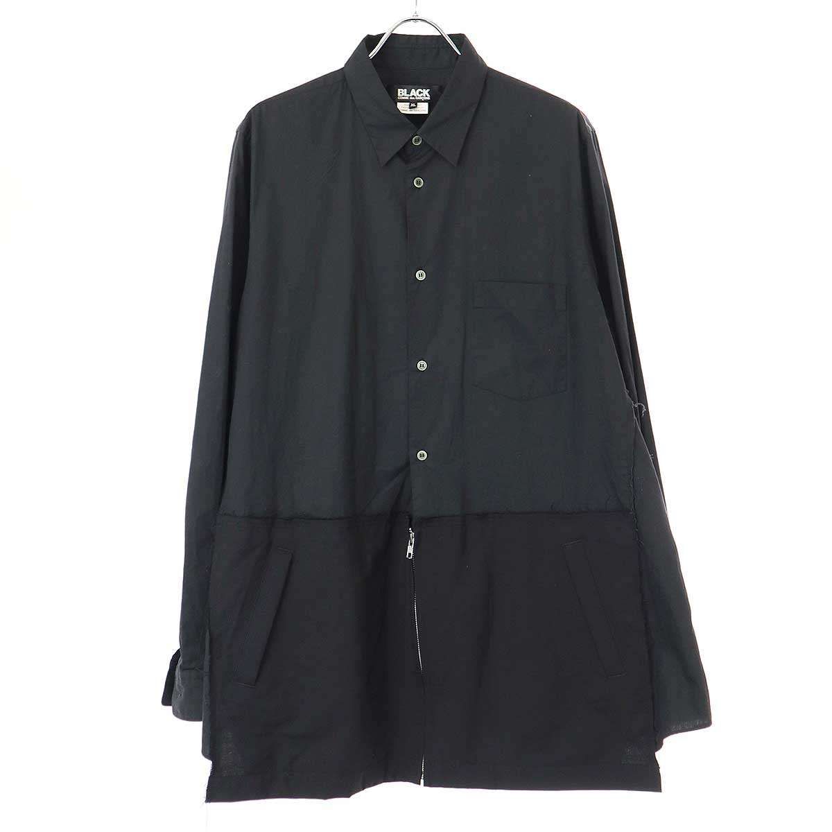 BLACK COMME des GARCONS ウールギャバジンジップ切替シャツ