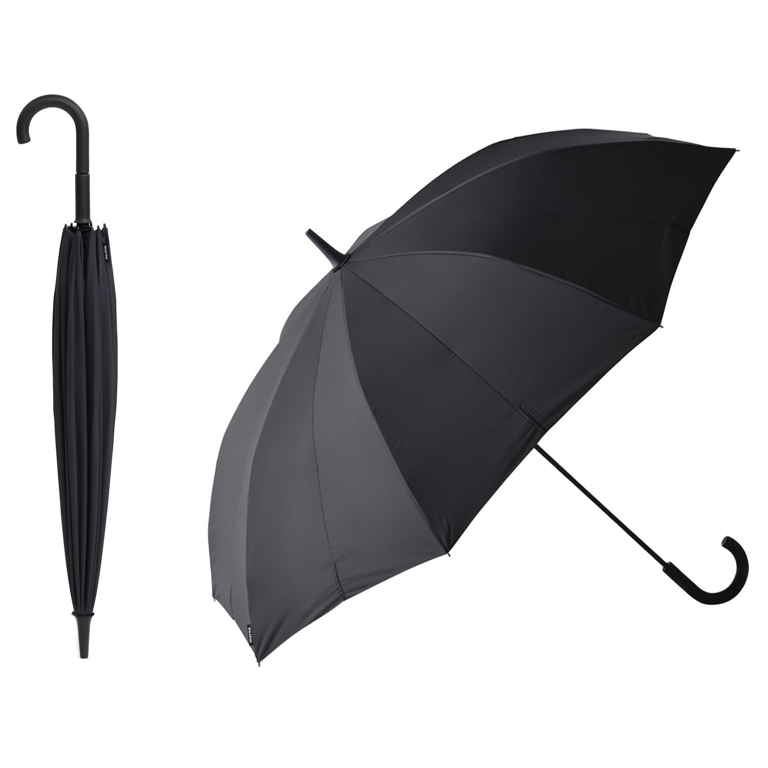 Size 62cm_Color ブラック マーナ marna Shupatto アンブレラ 傘 メンズ レディース 雨傘 長傘 ボタンレス シュパット 男女兼用 晴雨兼用 16本骨 父の日 プレゼント ブラック 62cm S499BK
