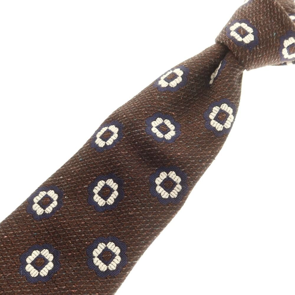 アルテア　ネクタイ 中古アルテア Altea シルク 小紋柄ネクタイ ダークブラウンxホワイト