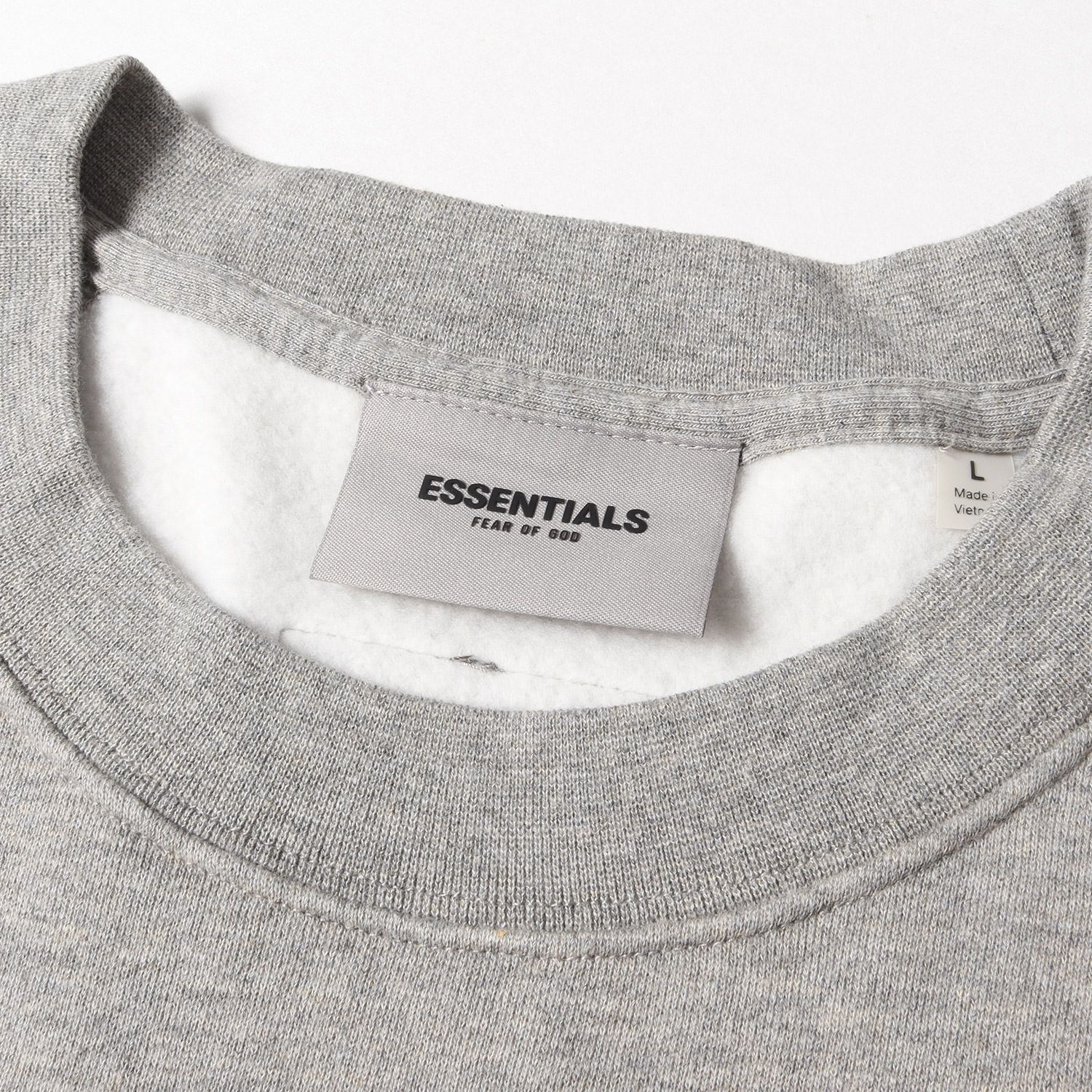 新品 FEAR OF GOD フィアオブゴッド ESSENNTIALS エッセンシャルズ スウェット サイズ:L 20AW リフレクターロゴ  クルーネック スウェットシャツ Crewneck ヘザーオートミール トップス トレーナー 長袖 ブランド