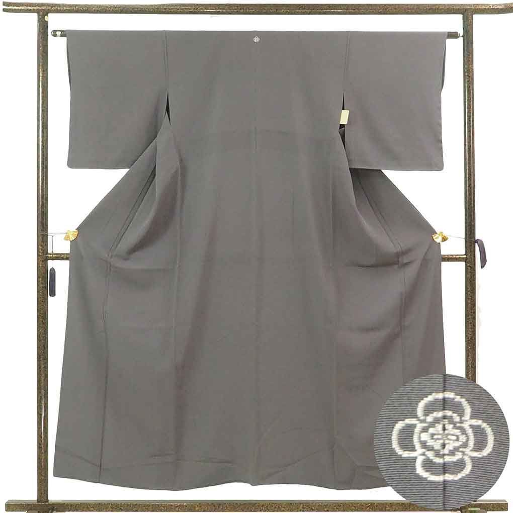 色無地 身丈155cm 裄63cm 前幅25cm 後幅29.5cm 袖丈48cm 袖幅32.5cm レディース 単衣 無地 裄Mサイズ 初夏 初秋用 正絹 シルク グレー リメイク リユース リサイクル 呉服のきくや