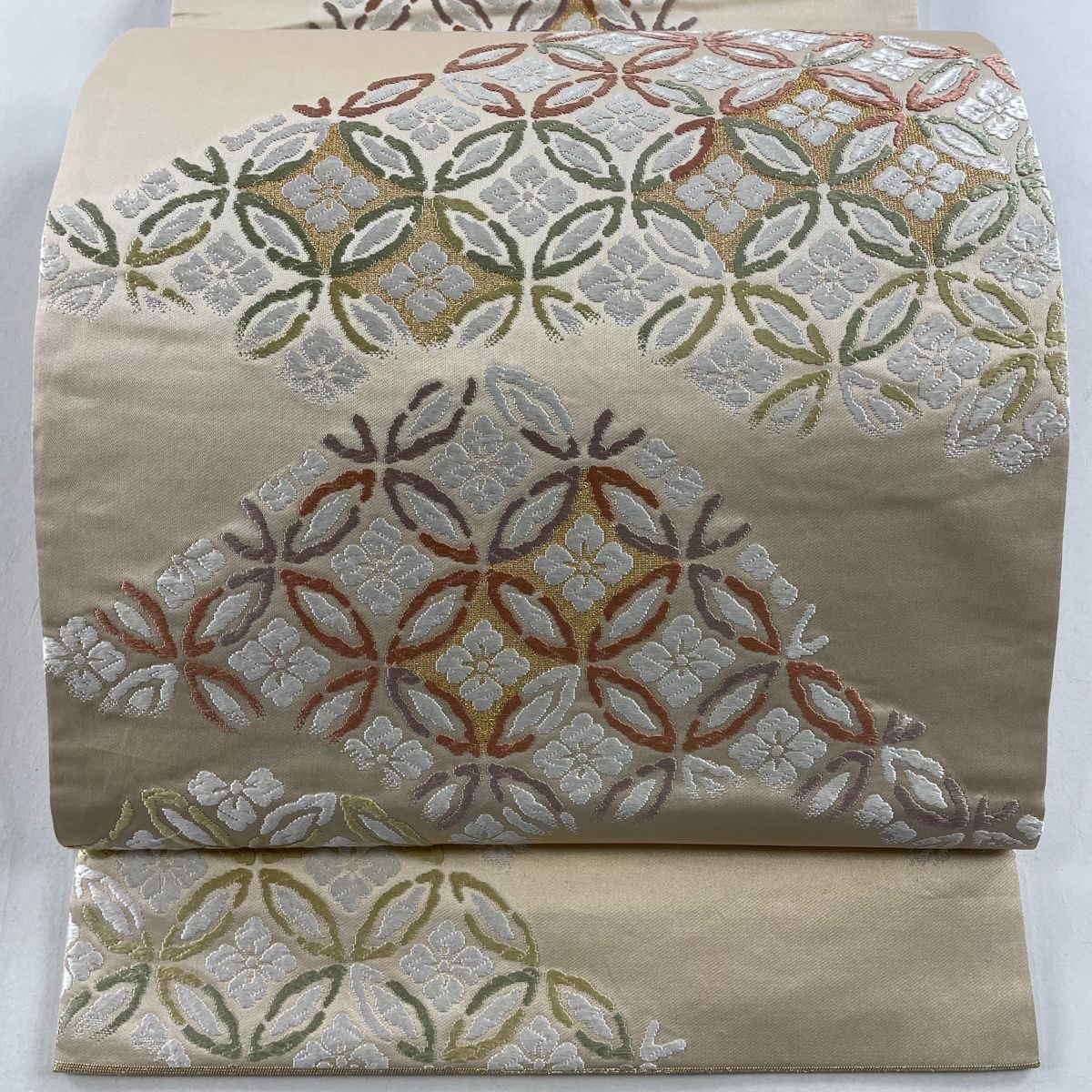 平和屋着物○西陣 白綾苑大庭 六通柄袋帯 唐織 霞文 金糸 正絹 逸品