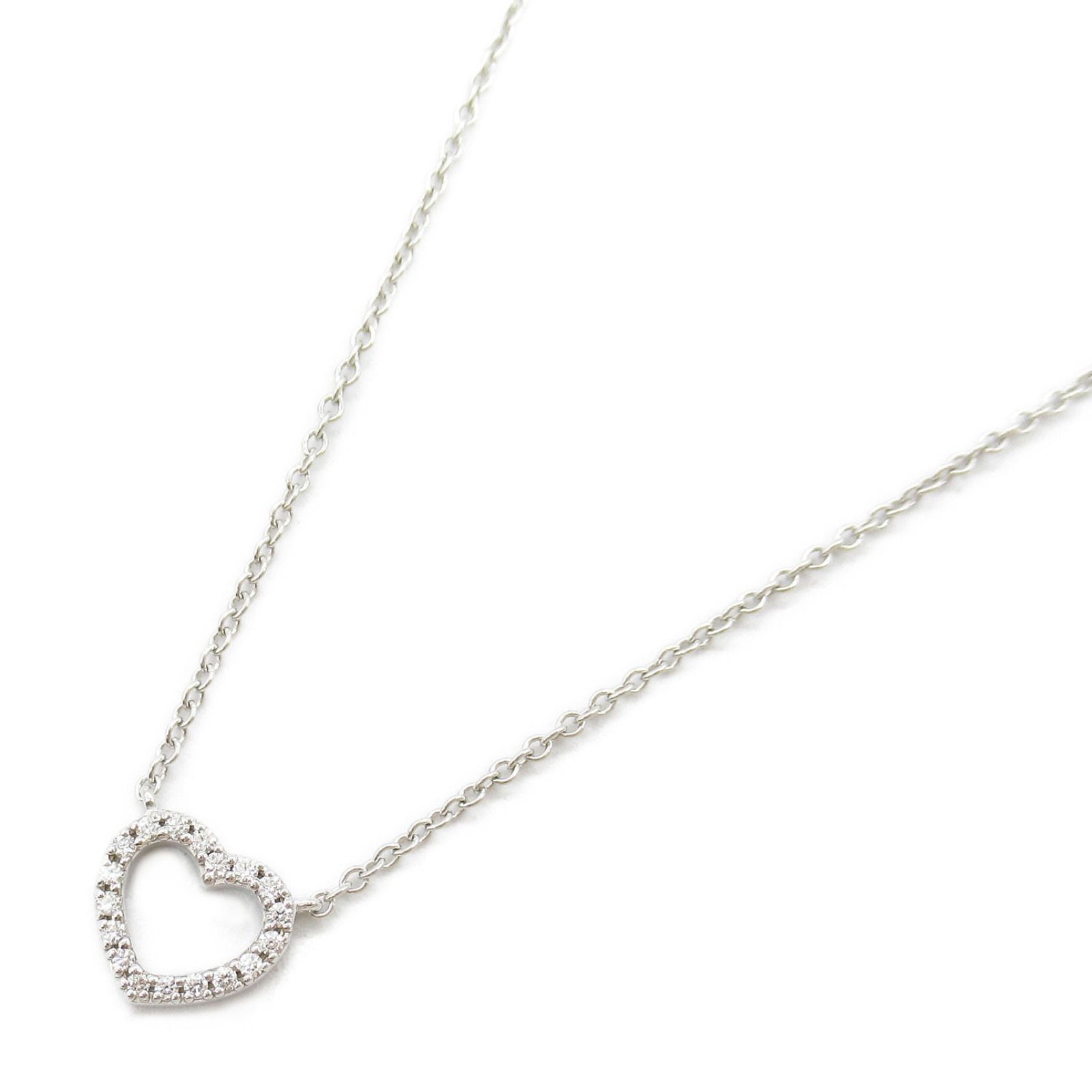 ティファニー TIFFANY＆CO ネックレス メトロ ハート ネックレス ダイヤ ネックレス 首回41㎝ K18WG ホワイトゴールド ダイヤモンド メトロ ハート ネックレス ダイヤ ネックレス レディース Used A