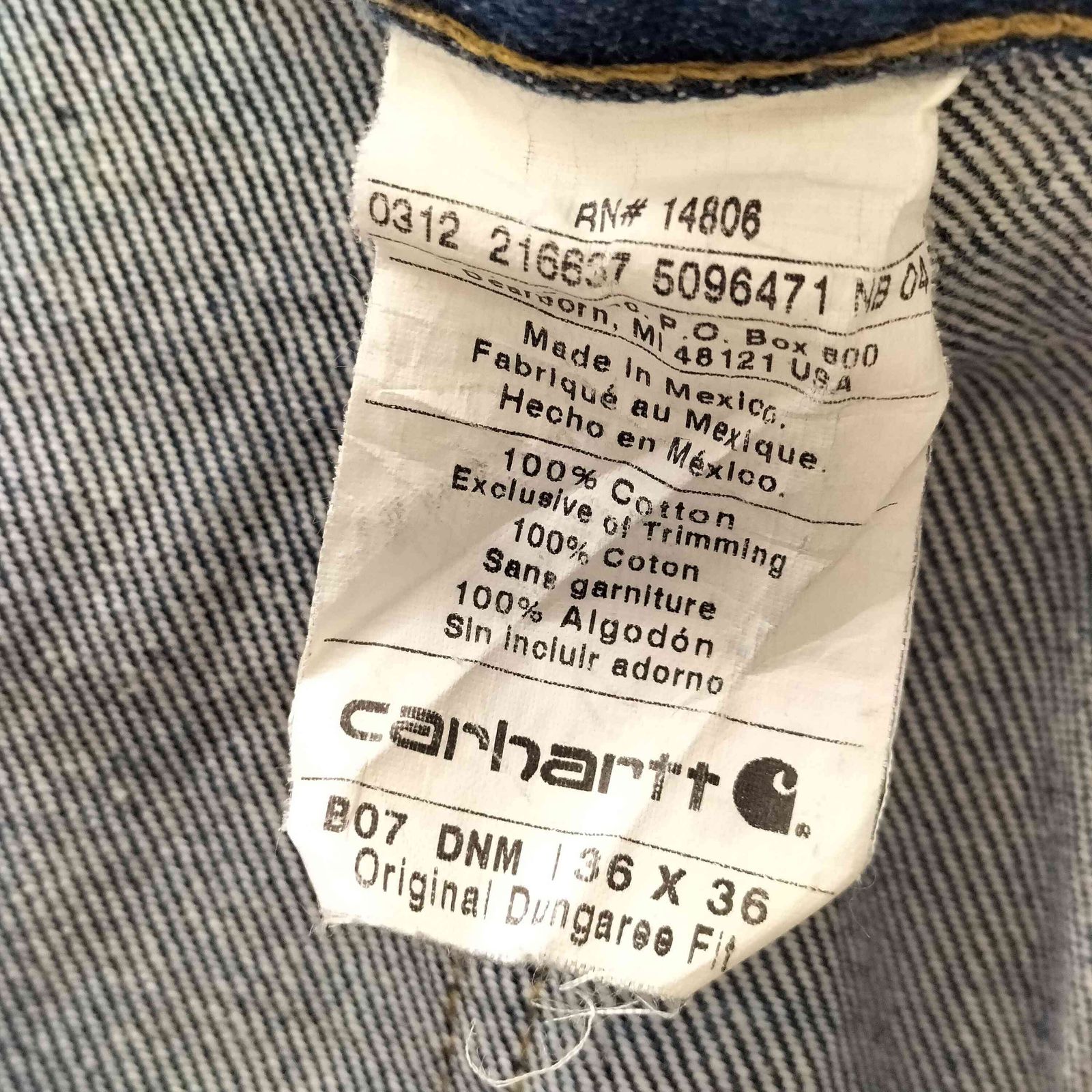 カーハート Carhartt Original Dungaree Fit B07 DOUBLE FRONT