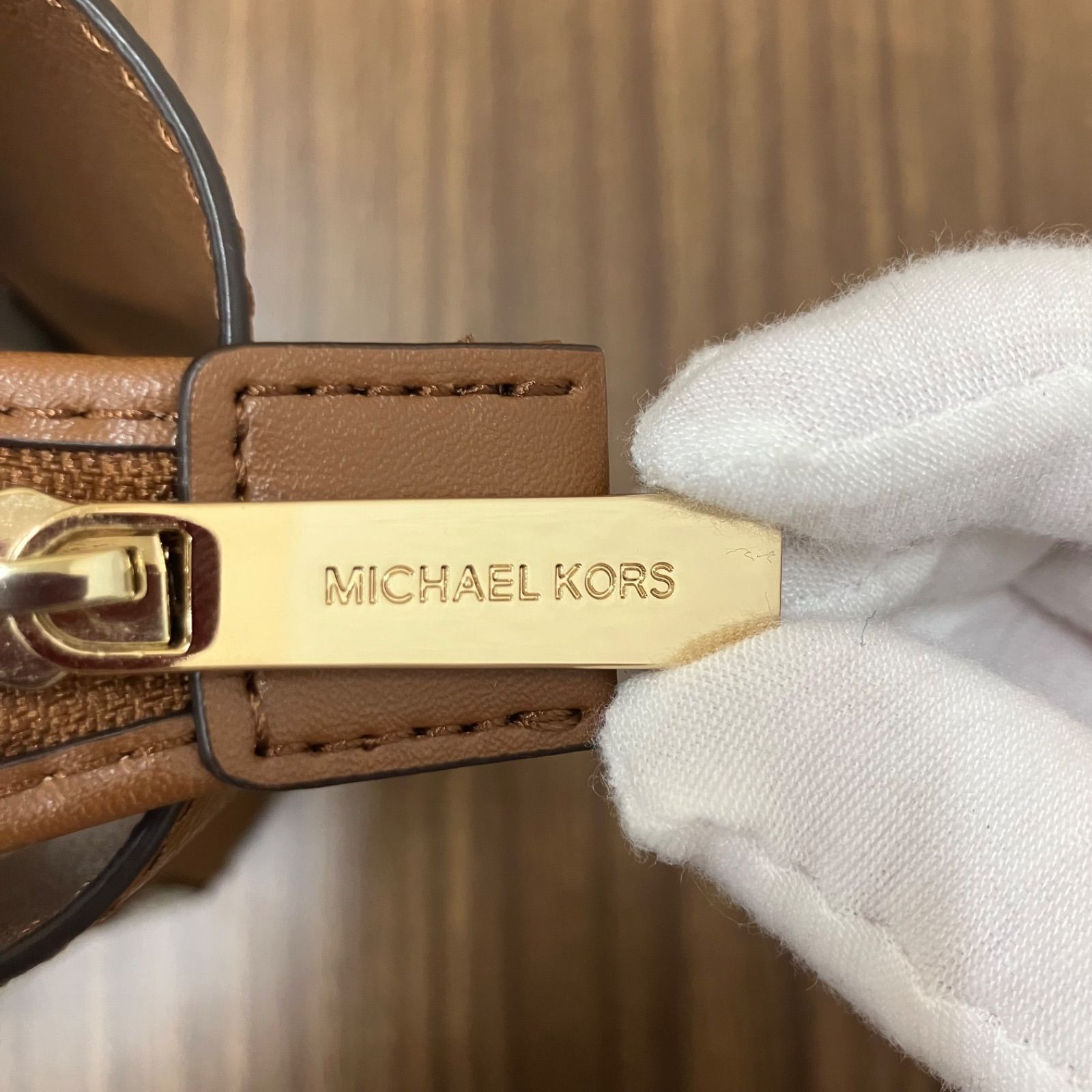 ◼︎MICHAEL KORS マイケルコース トートバッグ 茶 ブラウン 白 