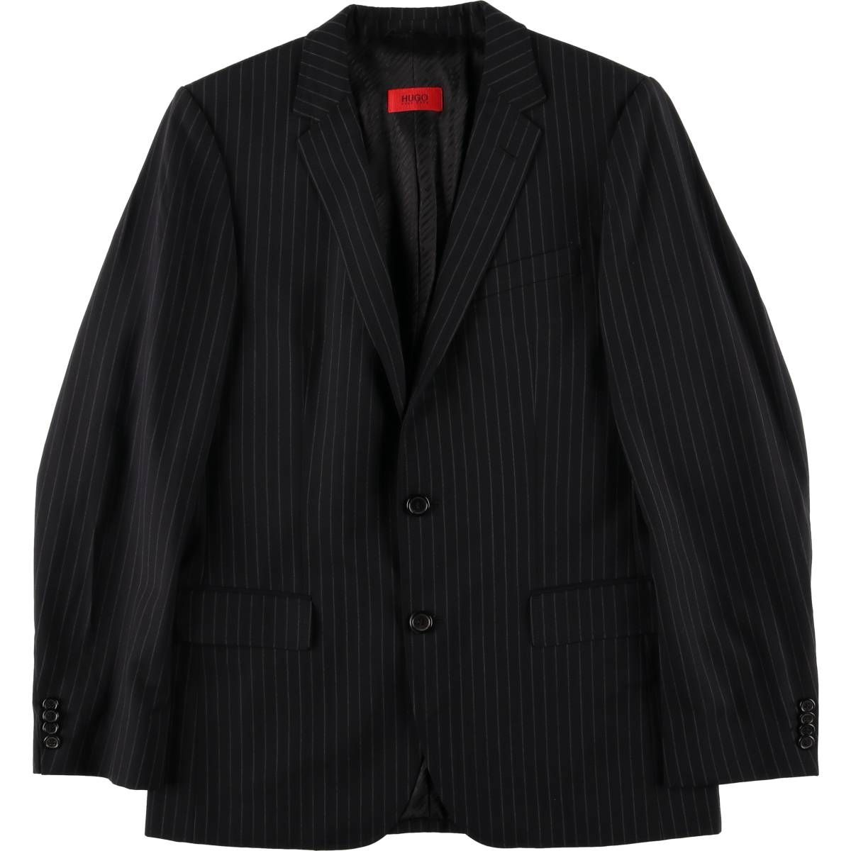 古着 ヒューゴボス HUGO BOSS ストライプ柄 ウールテーラードジャケット メンズM相当|eaa584433
