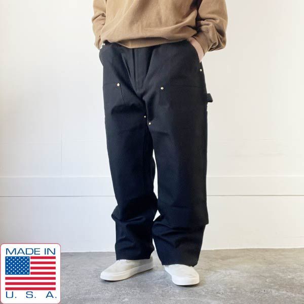 新品 00s USA製 carhartt B01 BLK ダック ダブルニー ペインターパンツ