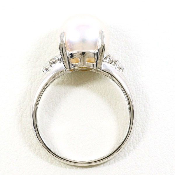 PT900 リング ring 指輪 8号 パール 真珠 約9mm ダイヤ 0.08 総重量約4.5g