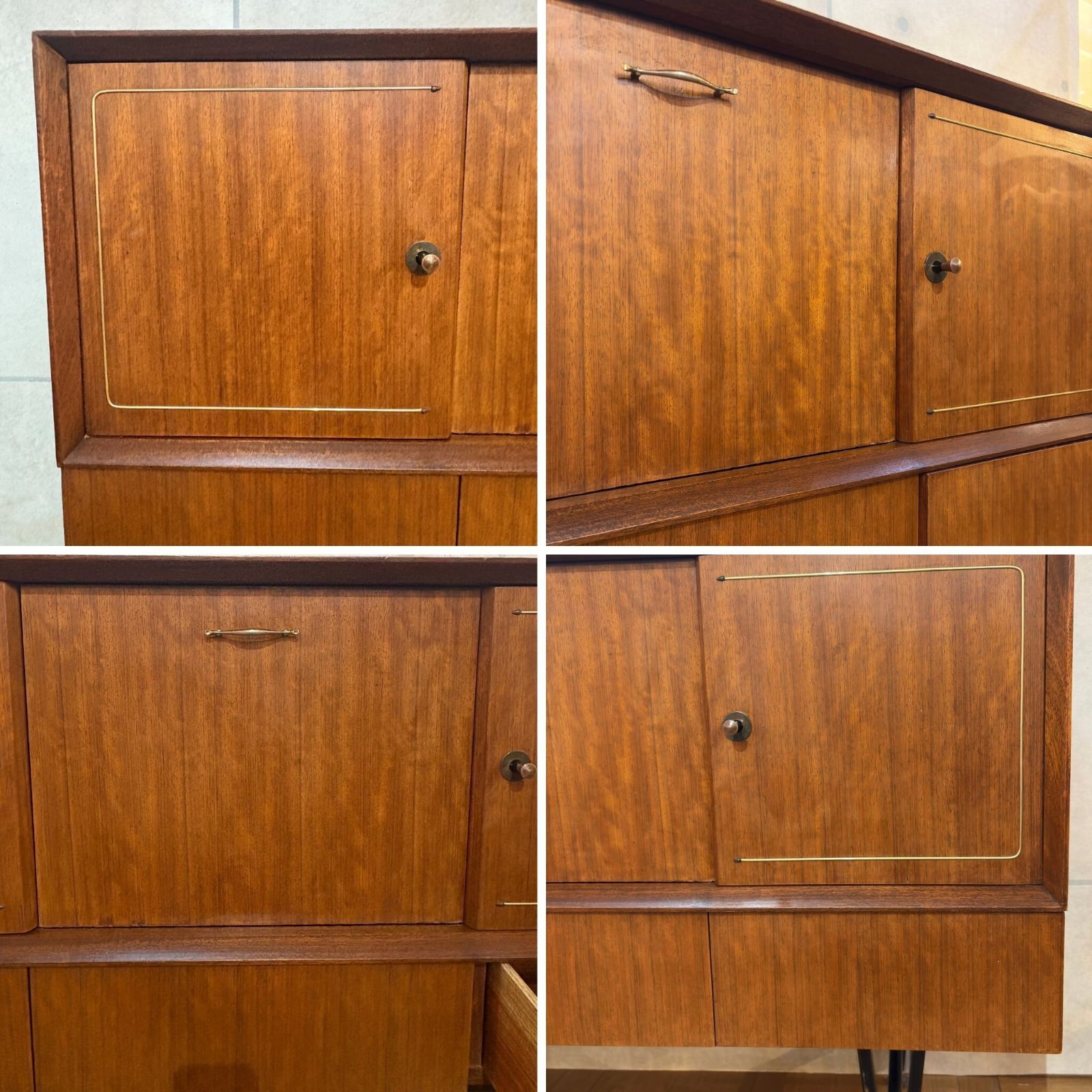 VINTAGE Beautility ビューティリティ サイドボード チーク材 ガラス天板付き 1960年代頃 ヴィンテージ MARWIL-DEMENAGEMENTS_CH