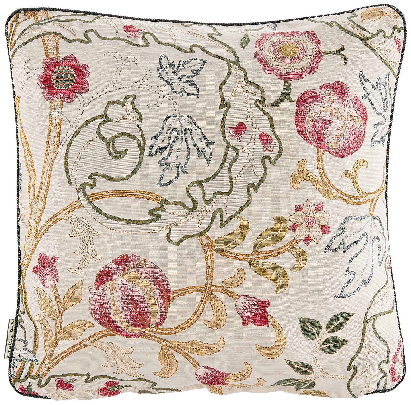 川島織物セルコン Morris Design Studio モリスデザインスタジオ 背当 クッションカバー マリーイザベル レッド 50×50cm LL1725