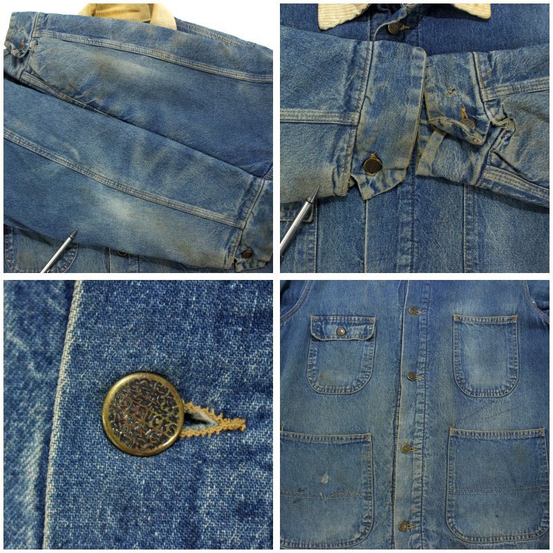 USA製 ローバックス カバーオール ブランケット 襟コーデュロイ 80s 80s USA製 vintage ROEBUCKS 襟コーデュロイ 裏地ブランケット