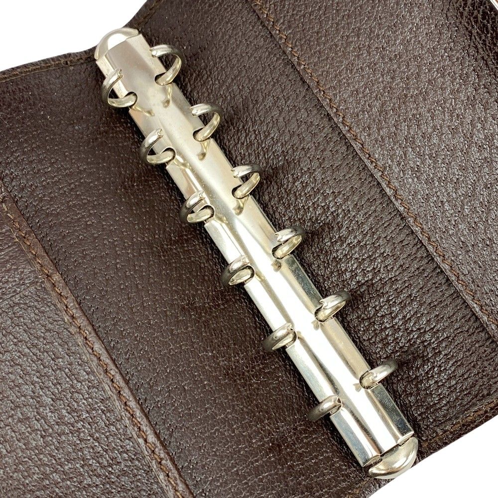 □中古□ グッチ GGキャンバス アジェンダカバー 手帳 レザー ブラウン  