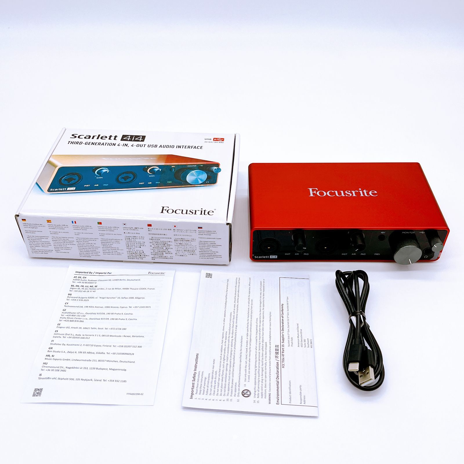 1630 Focusrite Scarlett 4i4 3rd Gen 第3世代 オーディオインターフェイス 4IN 4OUT フォーカスライト