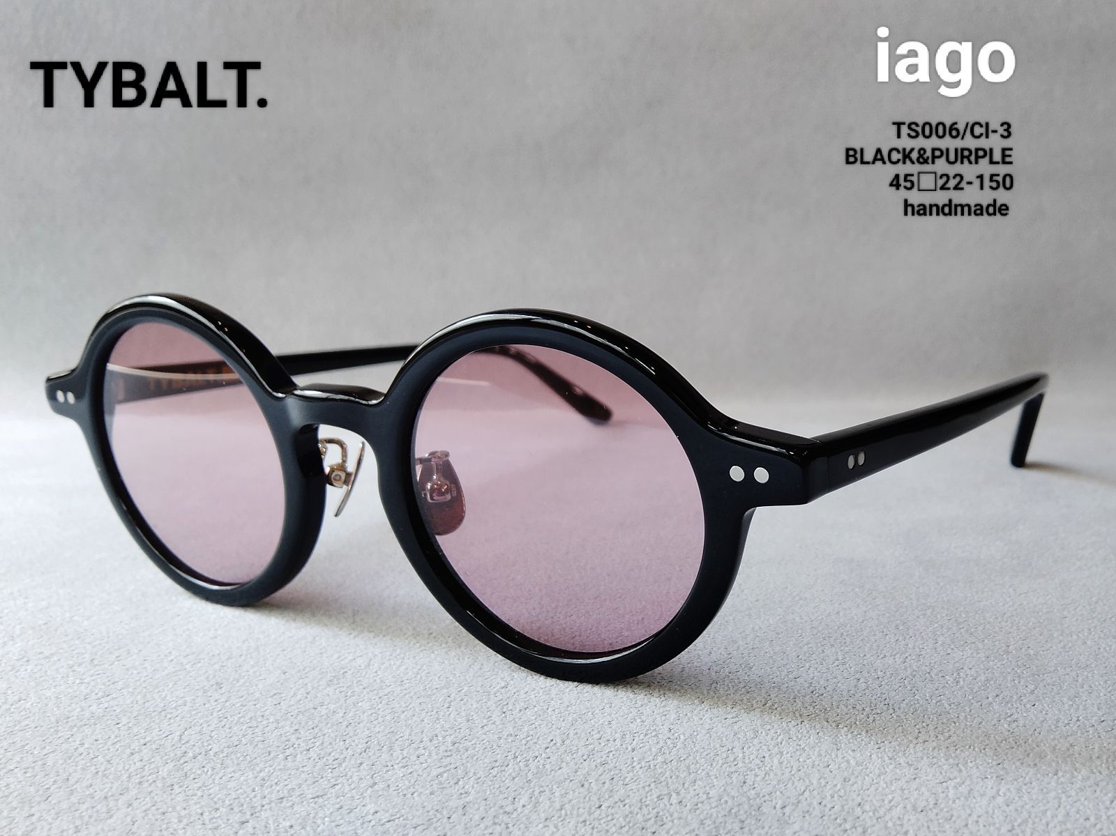 TYBALT. ティバルト TS006 iago CⅠ-3 | BLACK×PURPLE UV400紫外線カット サングラス || Handmade