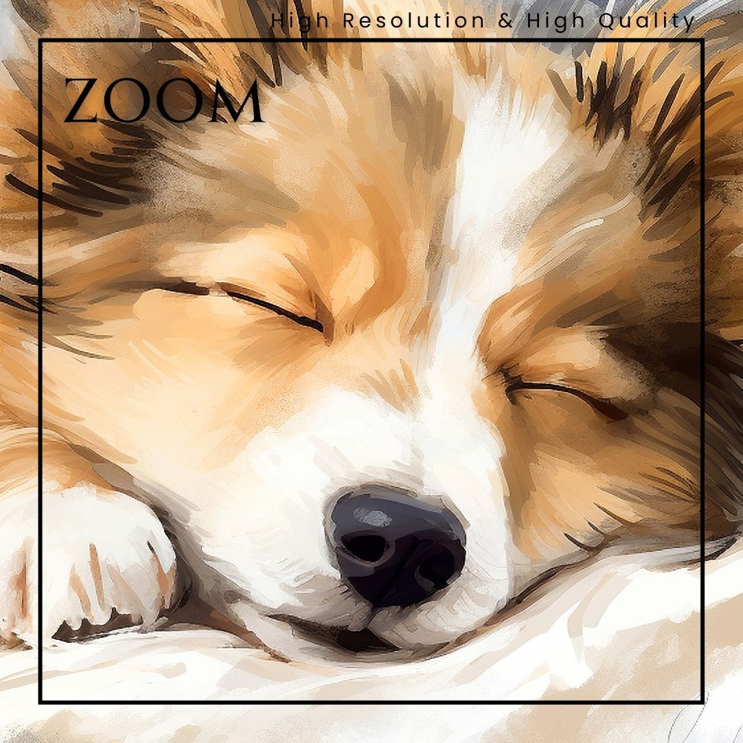 子犬　ポスター 夢心地 - ラフコリー犬の子犬 No.4】風水画 開運 アートポスター