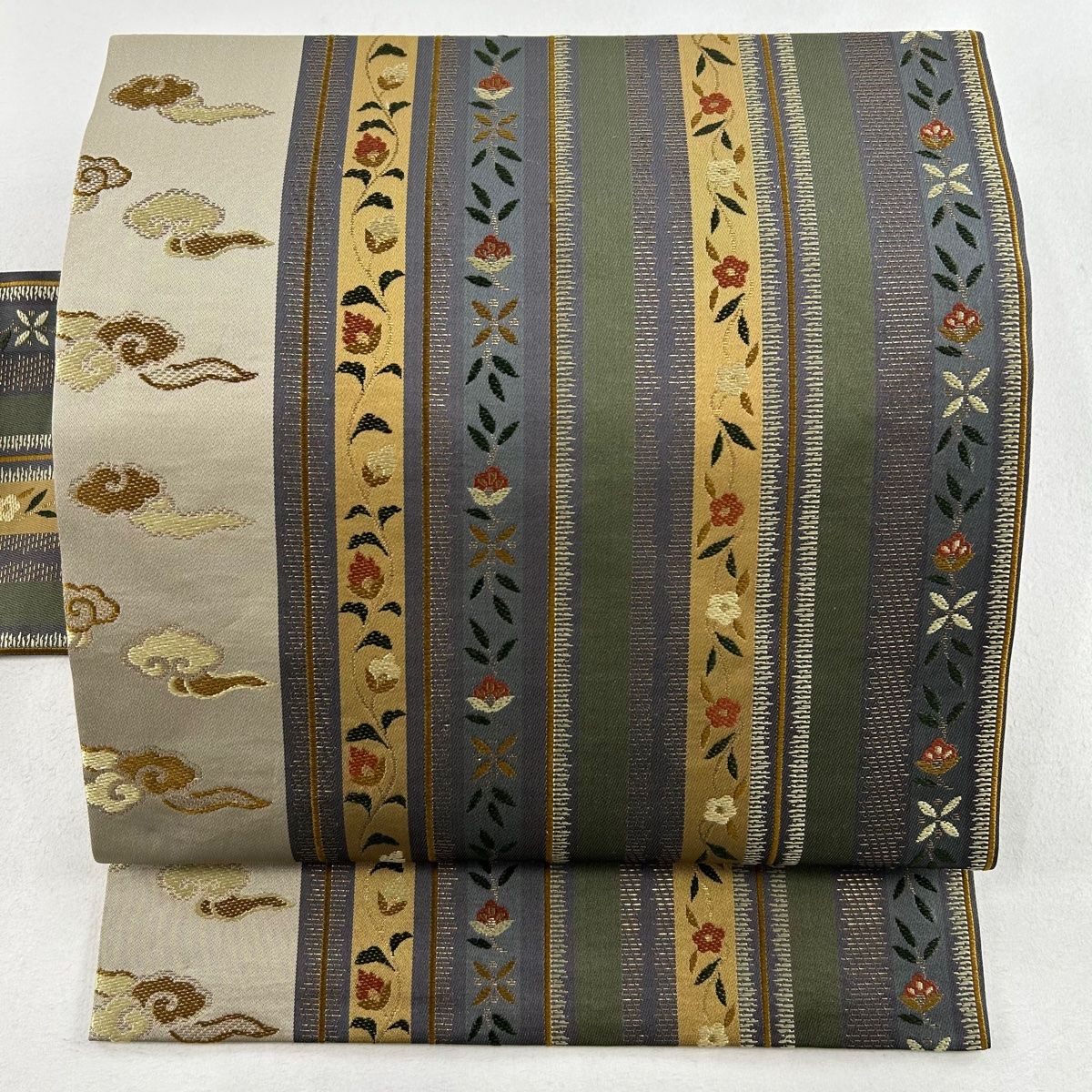 名古屋帯 美品 秀品 正絹 【中古】 名古屋帯 美品 秀品 草花 筋斗