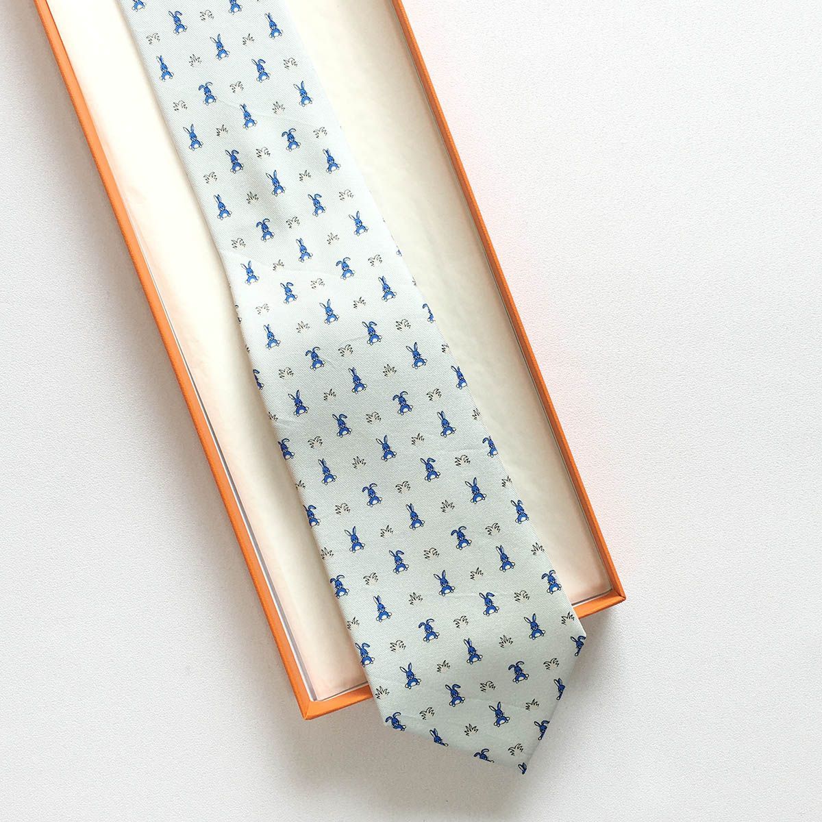 美品 エルメス HERMES ネクタイ シルク100% フランス製 ペール