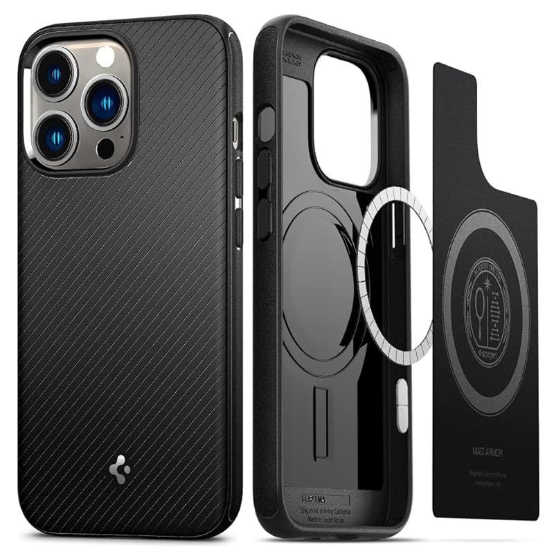Spigen iPhone13Proケース MagSafe マグネット搭載 マット感 米軍MIL規格取得 さらさら TPU 滑り止め ワイヤレス充電対応 耐衝撃 すり傷防止 マグ・アーマー ACS03281 (マット・ブラック)