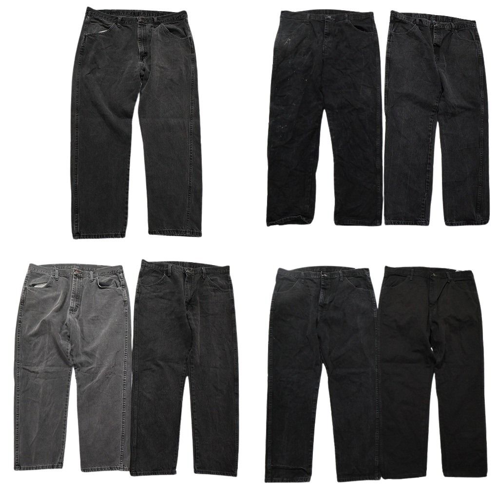 古着卸 RUSTLER ラスラー ブラックデニム パンツ 7枚セット メンズ 38 40 フェード アタリ 古着 NC1277
